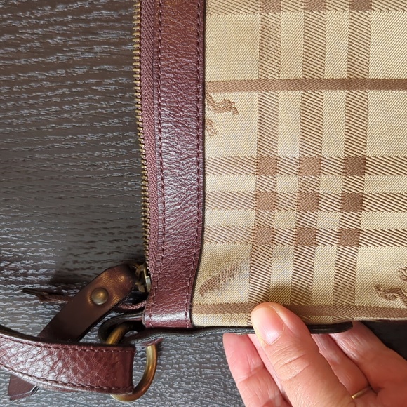 Burberry Brown/Beige House Check Fabric Sadie Hobo Bag - Picture 6 of 12
